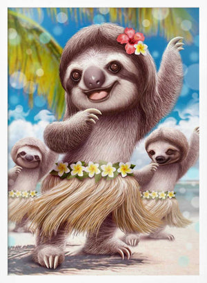 Tablou înramat „SLOTH HULA DANCER” de Adam Lawless