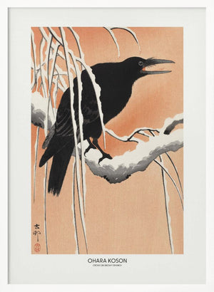 Tablou înramat „Crow On Snowy Branch” de Ohara Koson