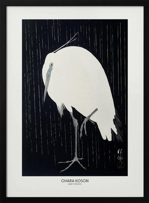 Tablou înramat „Egret In The Rain” de Ohara Koson