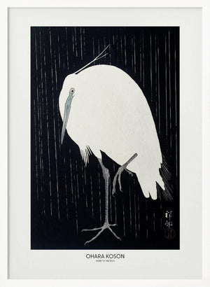 Tablou înramat „Egret In The Rain” de Ohara Koson