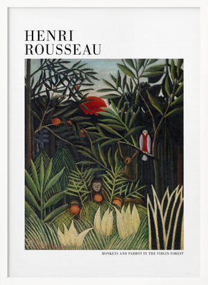 Tablou înramat „Monkeys And Parrot In The Virgin Forest” de Henri Rousseau