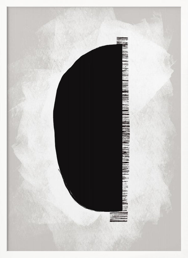 Tablou înramat „Black Shape Against A Textured White Background” de uplusmestudio