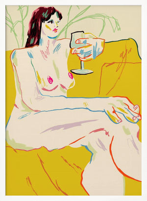 Tablou înramat „Girl With A Wineglass” de Francesco Gulina