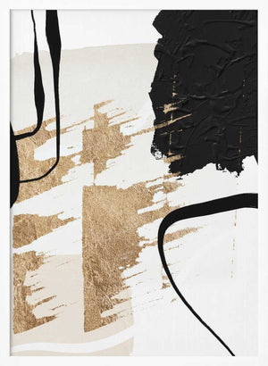 Tablou înramat „Abstract Black and Gold-6” de Sally Ann Moss