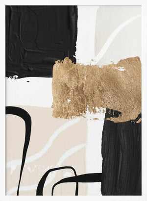 Tablou înramat „Abstract Black and Gold-4” de Sally Ann Moss