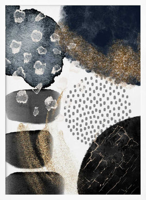Tablou înramat „Abstract Black and Gold-2” de Sally Ann Moss