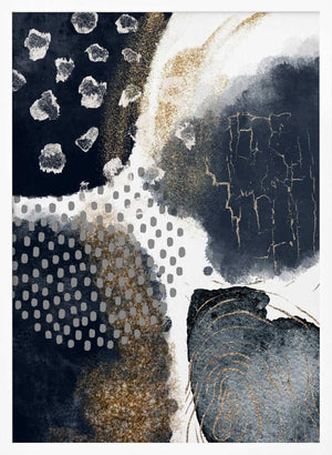 Tablou înramat „Abstract Black and Gold-1” de Sally Ann Moss
