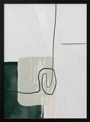 Tablou înramat „Abstract Shapes in Green-1” de Sally Ann Moss