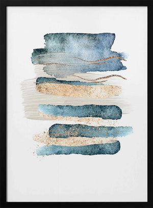 Tablou înramat „Atlantic Blue Abstract-1” de Sally Ann Moss