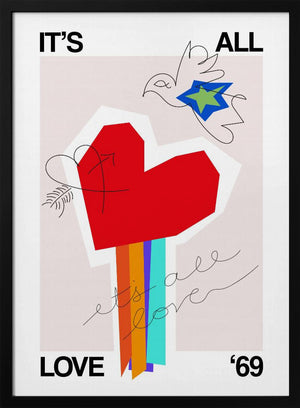 Tablou înramat „It's All Love '69 Heart Greige” de Frances Collett