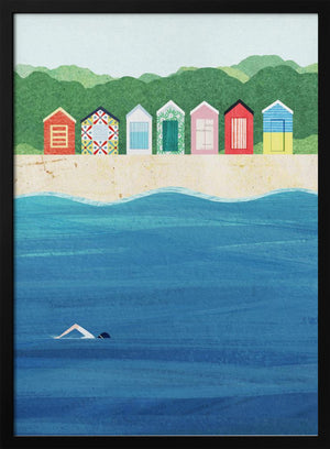 Tablou înramat „Beach Huts” de longwayhome