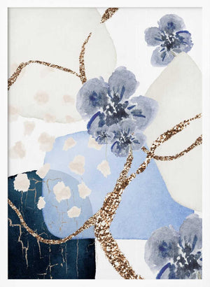 Tablou înramat „Floral Blue-3” de Sally Ann Moss