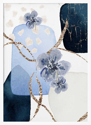 Tablou înramat „Floral Blue-1” de Sally Ann Moss