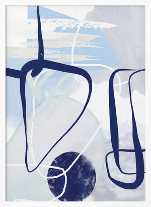 Tablou înramat „Lines of Blue-1” de Sally Ann Moss