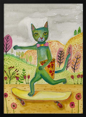 Tablou înramat „Pizza Cat” de Sharyn Bursic