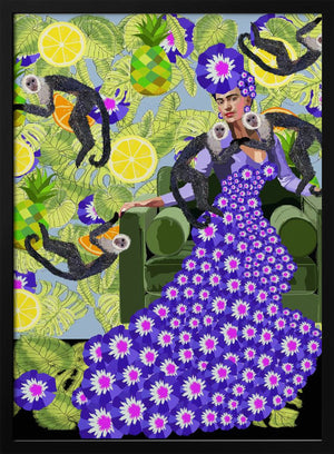 Tablou înramat „Frida in the Garden” de Lynnda Rakos