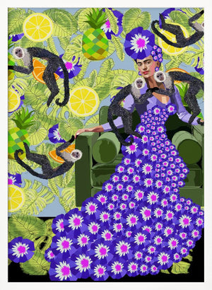 Tablou înramat „Frida in the Garden” de Lynnda Rakos
