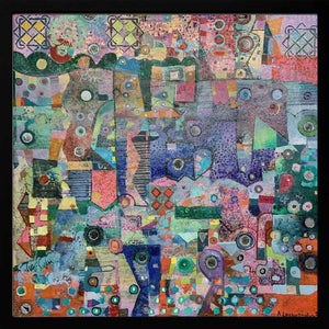 Tablou înramat „Blue Mirrors 20x20 Oil Paintmixed Media 2021” de Alise Loebelsohn