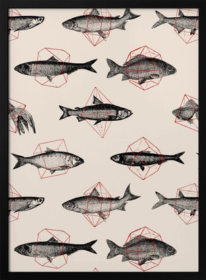Tablou înramat „Fishes In Geometrics Nº4” de Florent Bodart