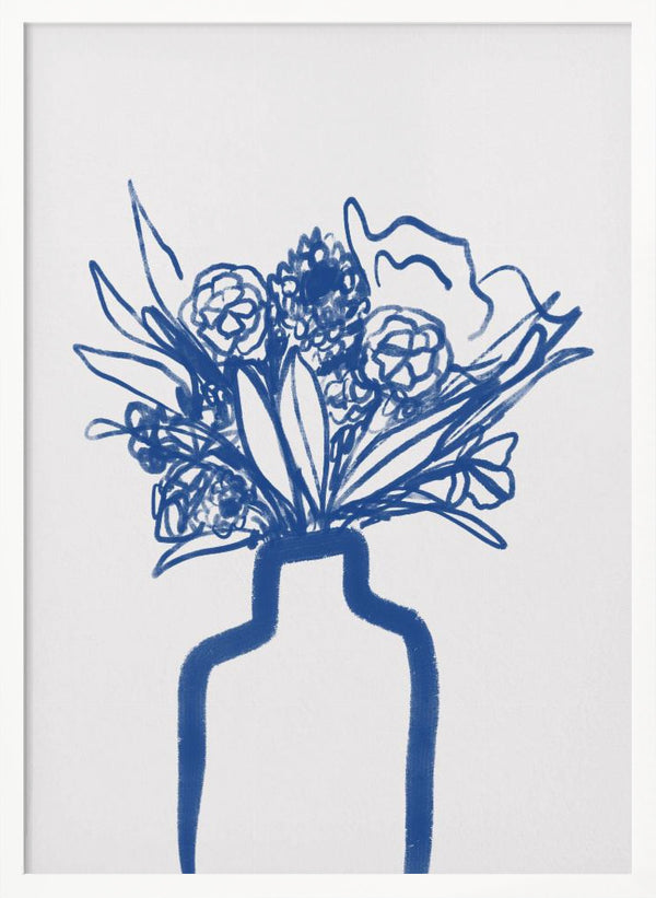 Tablou înramat „Blue Vase Bouquet” de Athene Fritsch