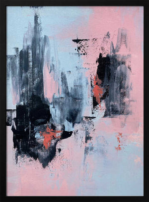 Tablou înramat „Pink and Grey Abstract 3” de Alyson Storms
