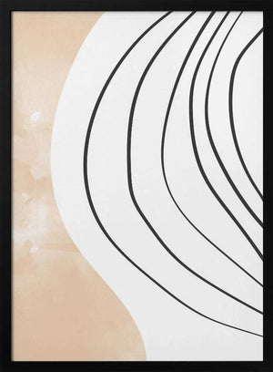 Tablou înramat „Beige Black Line Art” de Melloi Art Prints