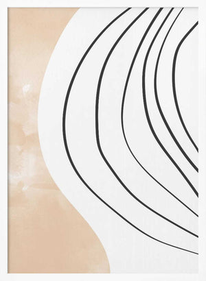 Tablou înramat „Beige Black Line Art” de Melloi Art Prints