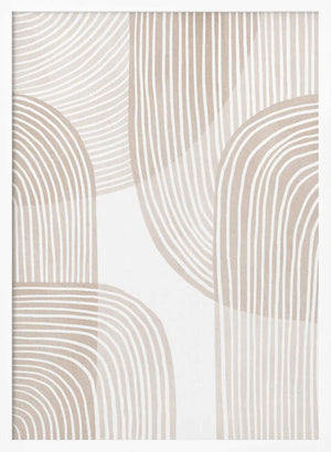 Tablou înramat „Abstract Beige Line Art” de Melloi Art Prints