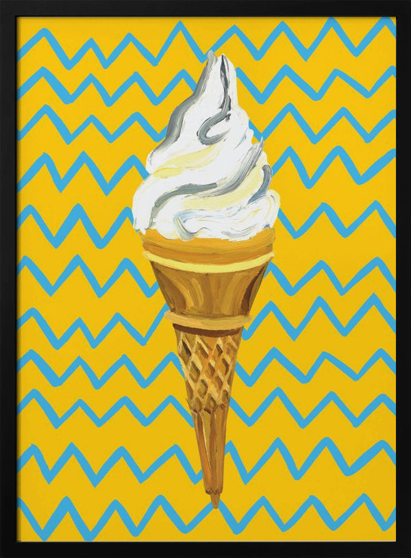 Tablou înramat „Ice Cream Yellow Zigzag” de Alice Straker