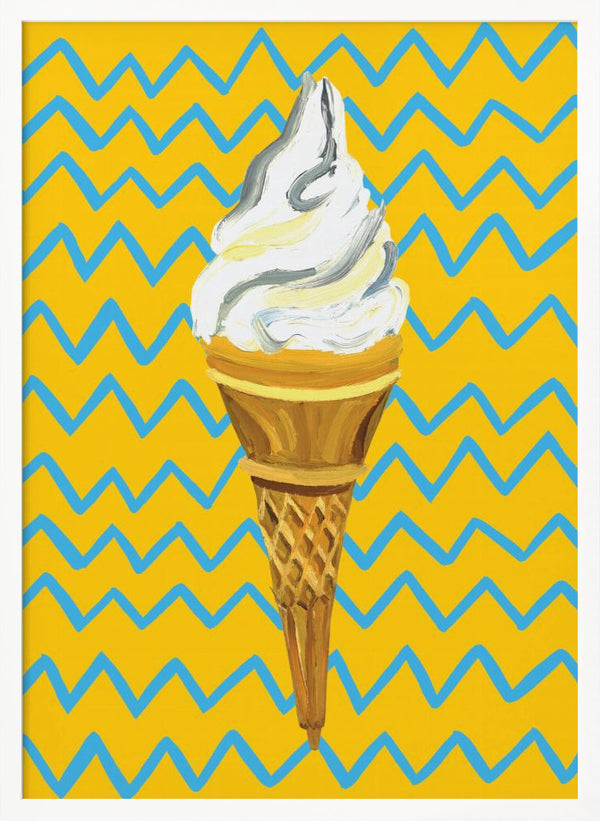 Tablou înramat „Ice Cream Yellow Zigzag” de Alice Straker