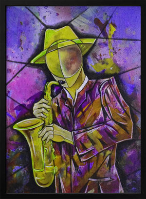 Tablou înramat „Jazz Sax Player” de Ricardo Maya