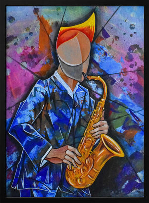 Tablou înramat „Jazz sax man” de Ricardo Maya