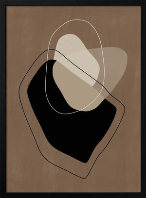 Tablou înramat „Layered Organic Shapes in Neutral Tones” de Elena Ristova