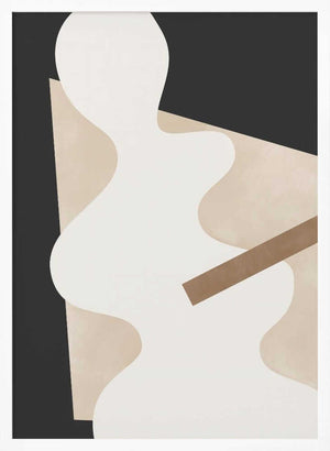 Tablou înramat „Beige Graphic Curves Art” de Elena Ristova