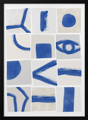 Tablou înramat „Minimalist Blue Brushstrokes” de Elena Ristova
