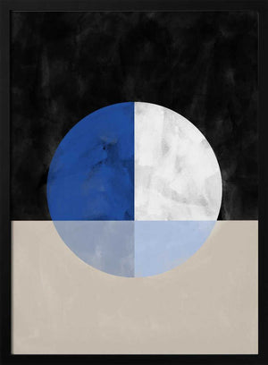 Tablou înramat „Isected Circle with Blue and White Quadrants” de Elena Ristova