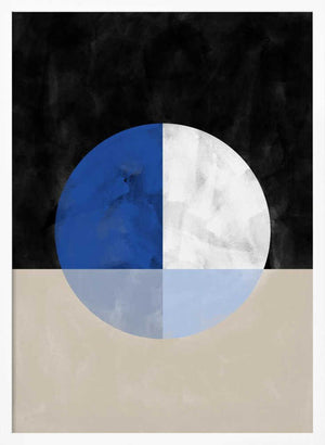 Tablou înramat „Isected Circle with Blue and White Quadrants” de Elena Ristova