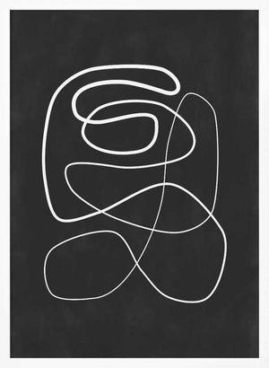 Tablou înramat „Fluid White Lines On A Dark Background” de Elena Ristova