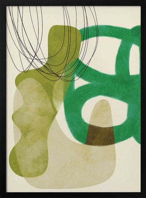 Tablou înramat „Painted Lines Green Tan Kopie” de Ana Rut Bre