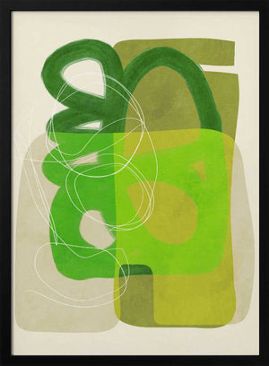 Tablou înramat „Painted Lines Green Tan 4 Kopie” de Ana Rut Bre