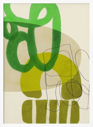 Tablou înramat „Painted Lines Green Tan 2 Kopie” de Ana Rut Bre