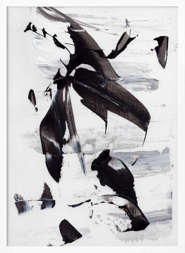 Tablou înramat „Monochrome Dynamic Brushstrokes” de uplusmestudio