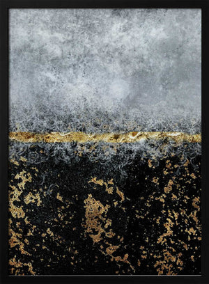Tablou înramat „Gold Black Abstract” de Bilge Paksoylu