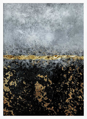 Tablou înramat „Gold Black Abstract” de Bilge Paksoylu