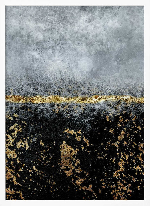 Tablou înramat „Gold Black Abstract” de Bilge Paksoylu