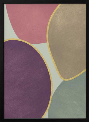 Tablou înramat „Abstract Circles With Gold 4” de Bilge Paksoylu