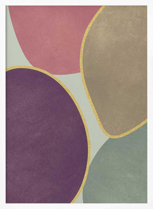 Tablou înramat „Abstract Circles With Gold 4” de Bilge Paksoylu