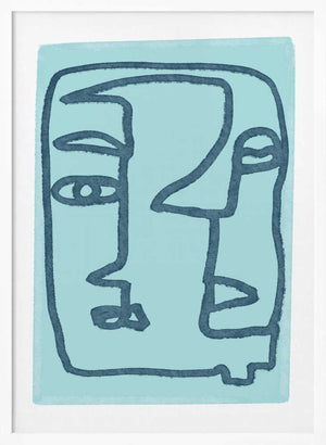 Tablou înramat „Blue Abstract Faces” de Sharyn Bursic