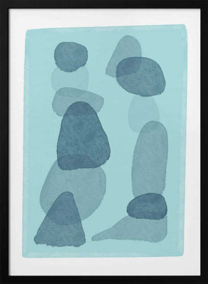 Tablou înramat „watercolour spots blue abstract minimal modern art” de Sharyn Bursic