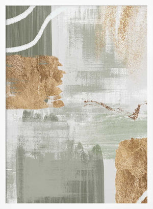 Tablou înramat „White Lines On Green 2” de Sally Ann Moss